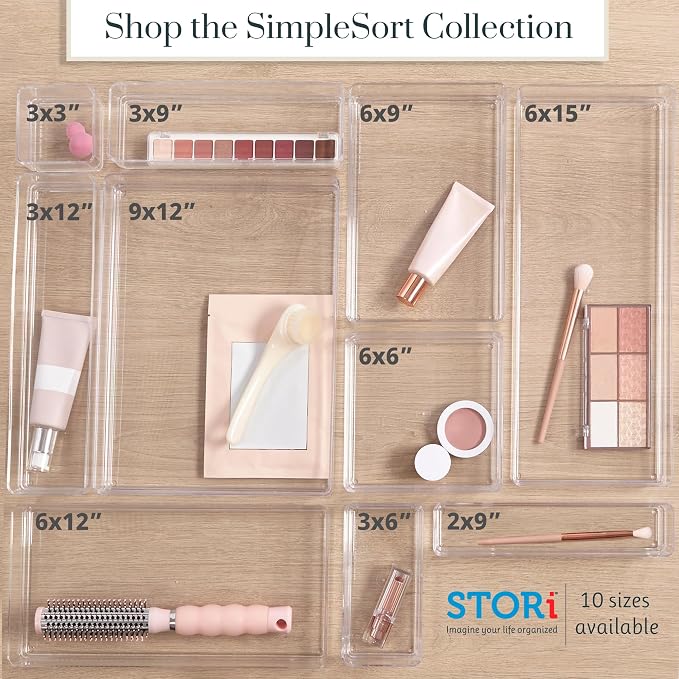 STORi SimpleSort 10-Piece Stackable Clear Drawer Organizer Set | Multi-size - Image 8
