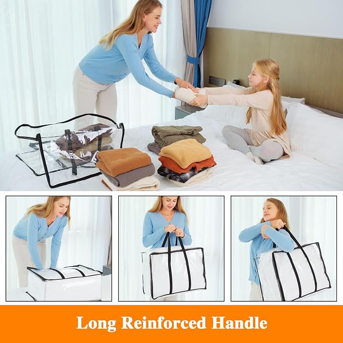 3 Pack Clear Storage Bags for Clothes Blanket Comforter & Bedding | 40L Plastic - Image 3