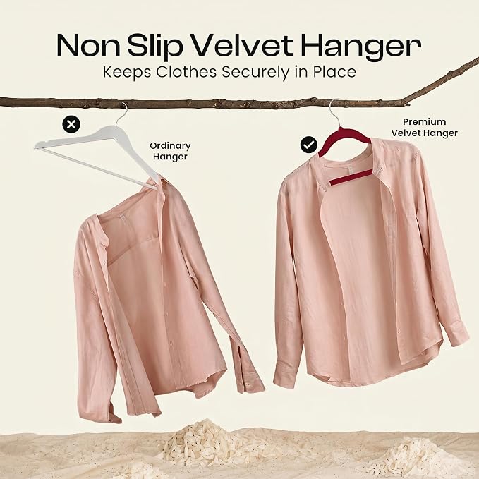Utopia Home Velvet Hangers, 50 Pack | Luxury Non-Slip Slim Pant & Coat Hangers - Image 5