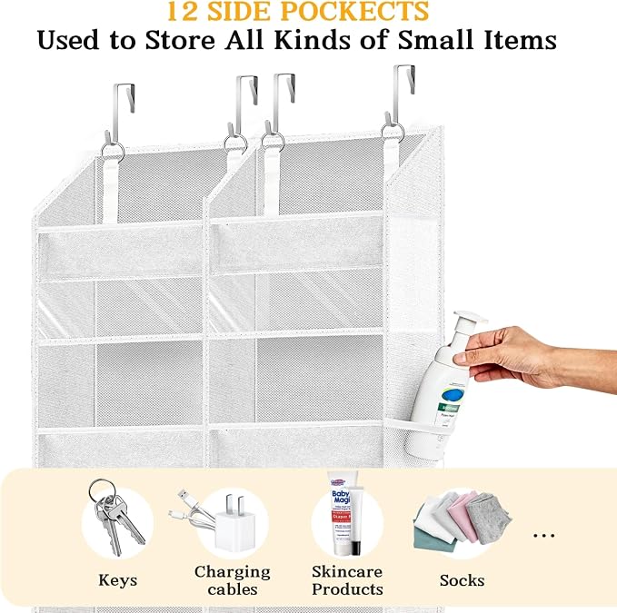 Over The Door Organizer 6 Tiers, Extra Large Behind Door Storage of 12 - Image 5