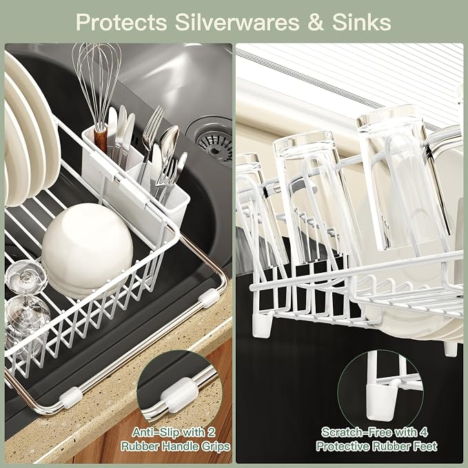 White Dish Drying Rack Over Sink - Image 6