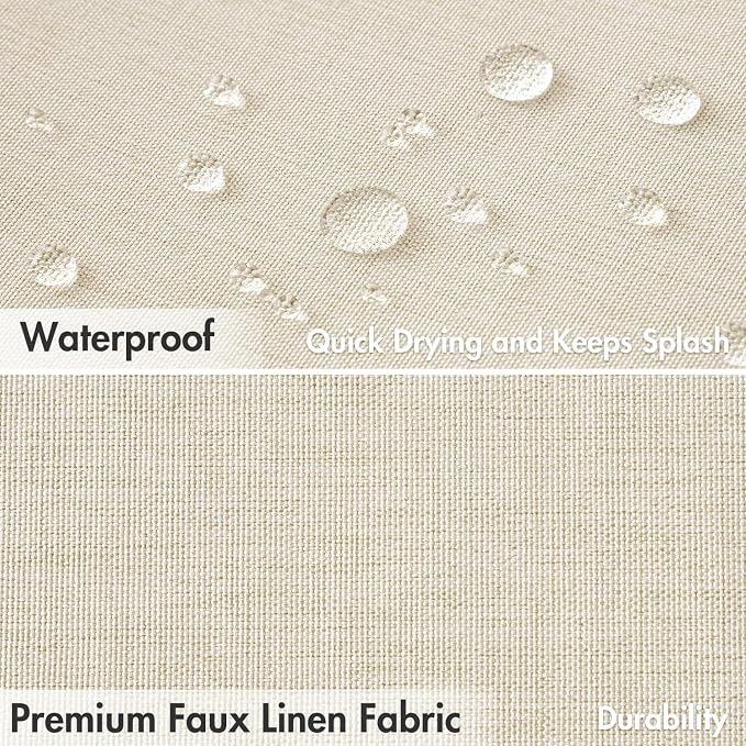 MIULEE 72"x90" Extra Long Scalloped Linen Shower Curtain Ivory - Image 4
