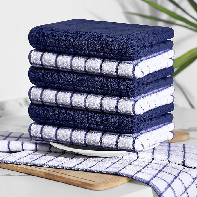 Homaxy Large Premium Cotton Kitchen Towels 16"x 28", 12 Pack, Dusty Blue - Image 8
