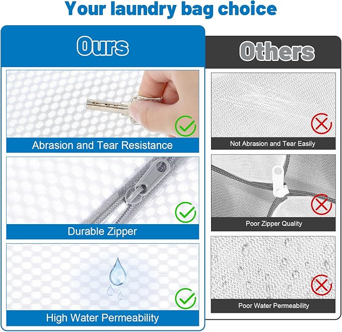 3-Pack Durable Honeycomb Mesh Laundry Bags - Image 8