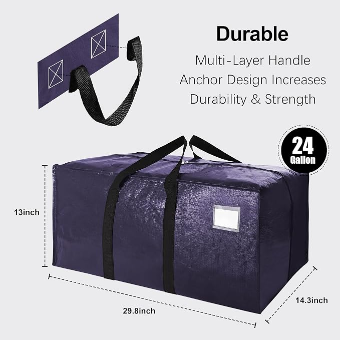 VELVETSURE 6 Pack Heavy Duty Large Moving Bags W/Backpack Straps - Image 2