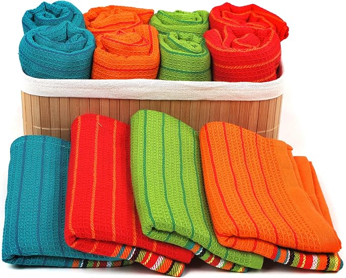 Kitchen Dish Towels Salsa Stripe | 100% Natural Absorbent Cotton Salsa Towels | - Image 5