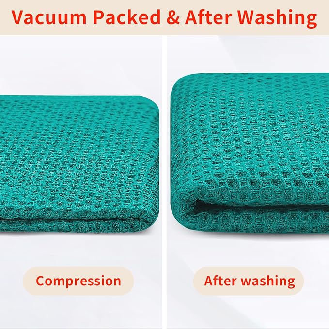 Homaxy 100% Cotton Waffle Weave Kitchen Dish Cloths 12-Pack, Teal | 12 x 12 - Image 7