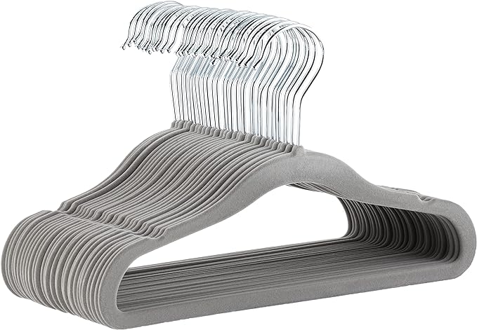 Amazon Basics Kids Velvet Non-Slip Space Saving Clothes Hangers by AmazonBasics