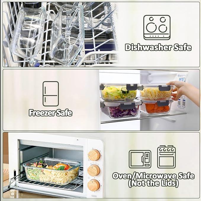 M MCIRCO 10 Pack, 22 oz Glass Food Storage Containers - Image 4