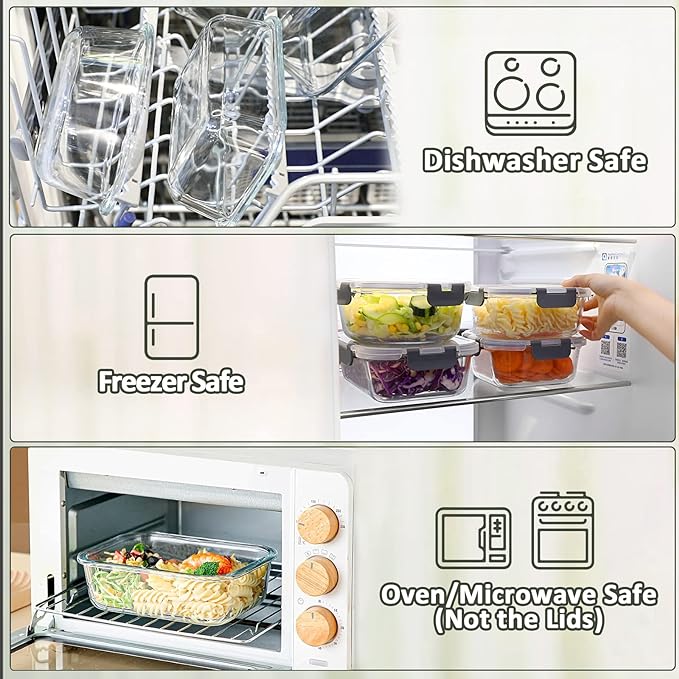 M MCIRCO 80 oz & 36 oz Extra Large Glass Food Storage Containers - Image 4