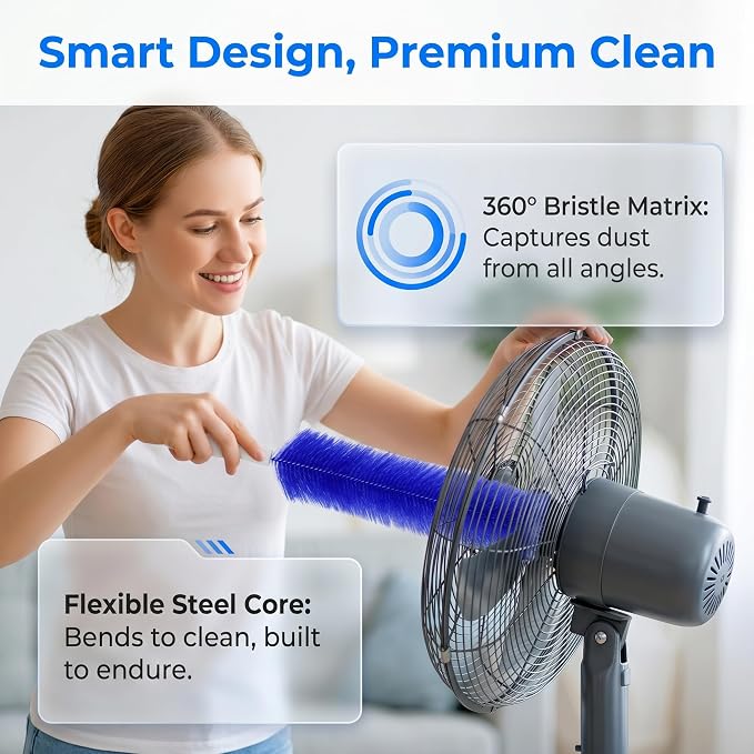 Bendable Microfiber Head, 2026 Fan Cleaner Brush Reusable Dust Remover Washable - Image 6