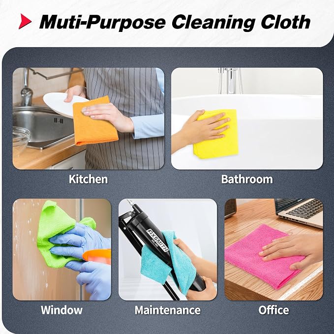 FIXSMITH Microfiber Cleaning Cloth, 200 Pack Shop Towels, Lint-Free Car Wash - Image 6