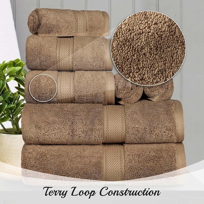 SUPERIOR Egyptian Cotton Plush & Absorbent, Bath Towel Set of 2, Latte | Quick - Image 8