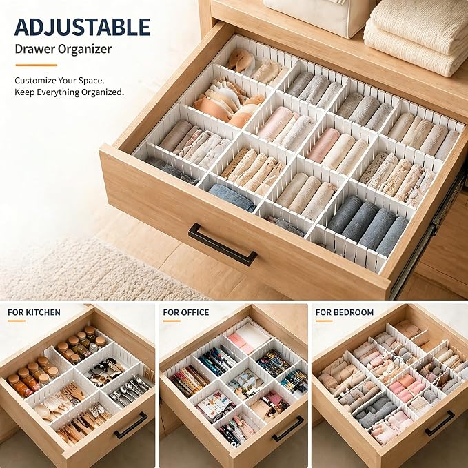 Adjustable Drawer Dividers, Cut-to-Fit DIY Organizers, 16 Pack | - Image 7