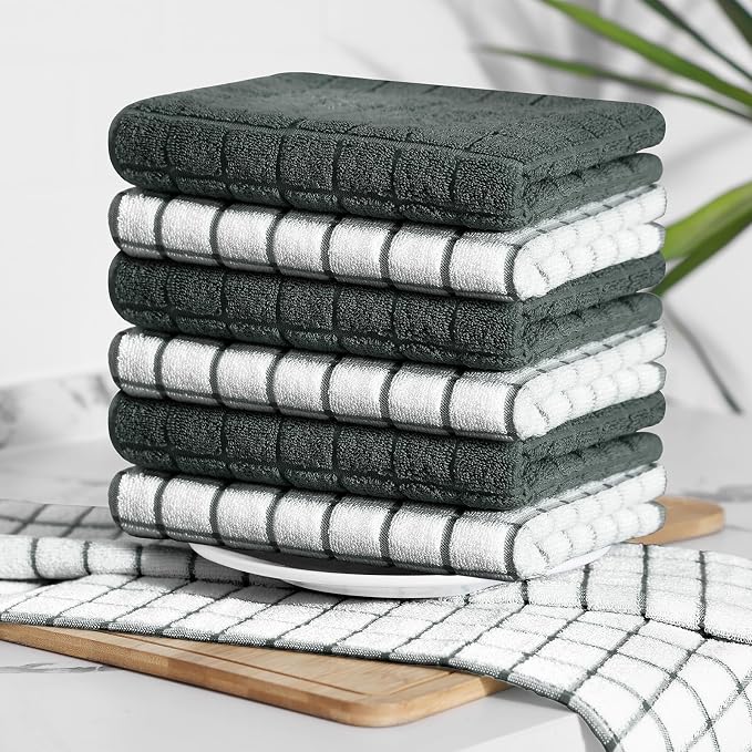 Homaxy Large Premium Cotton Kitchen Towels 16"x 28", 8 Pack, Dark Green - Image 8