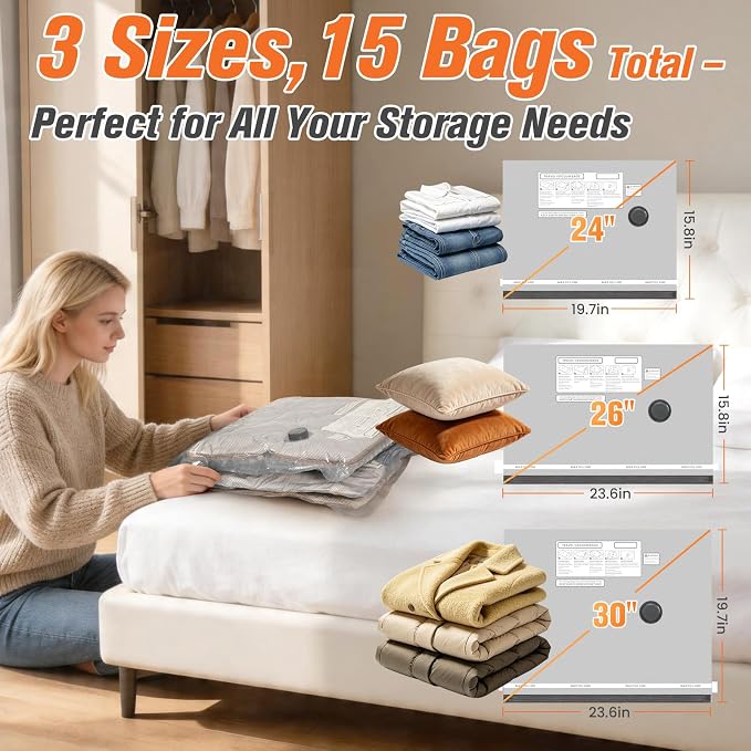 15 Pack Vacuum Storage Bags for Travel - Image 5