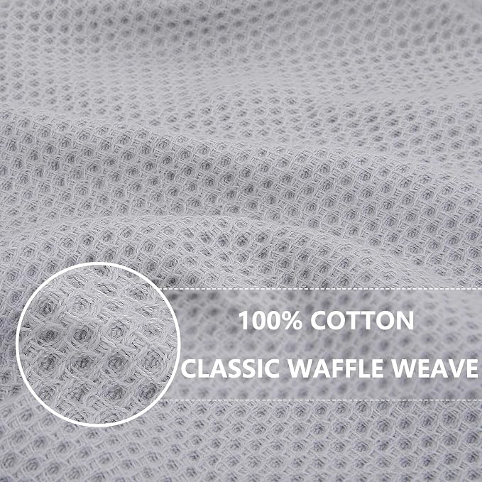 Homaxy 100% Cotton Waffle Weave Kitchen Dish Towels 12-Pack, Light Gray | 13 x - Image 2