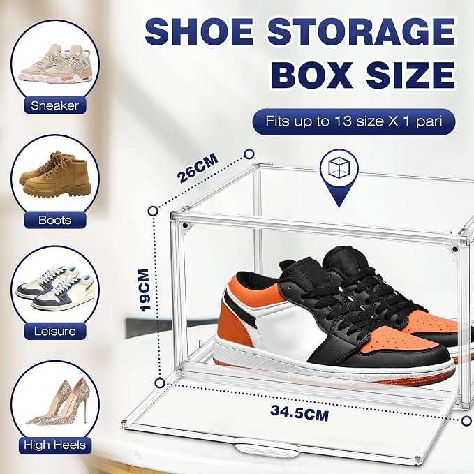 12 Pack Drop Front Shoe Boxes Acrylic Box Sneaker Case, Size 12 - Image 2