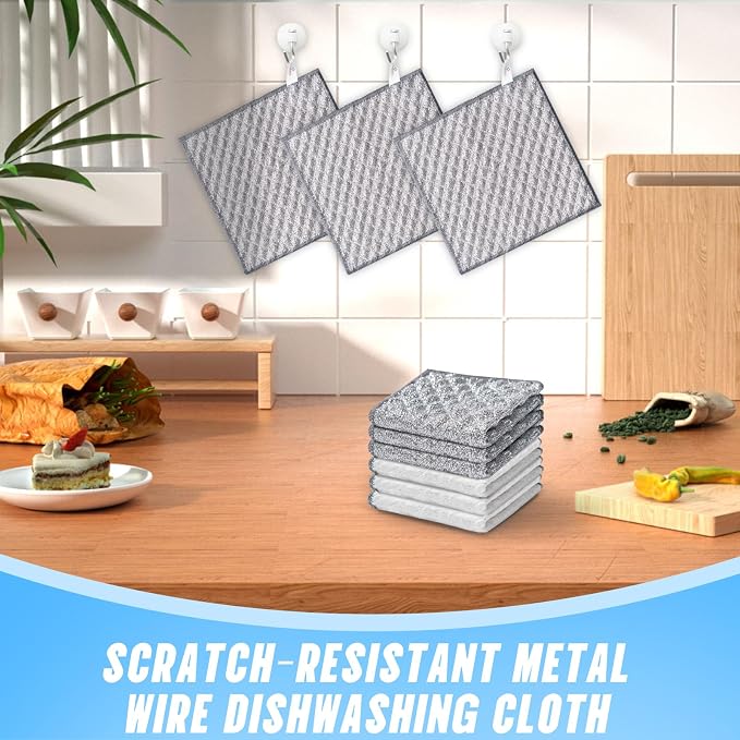 Wangjinpeng 8PK 4-Layer Non-Scratch Wire Dishcloths, 7.87 x 7.87 in - Image 7