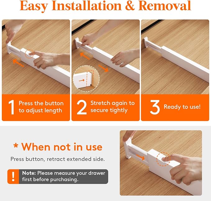 Lifewit 2.36" Upgrade Kitchen Drawer Dividers, Adjustable Drawer Organizer | - Image 4