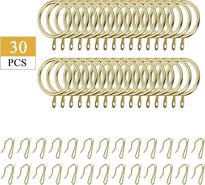 Hotop 60 Pcs 1.65 Inch Curtain Ring and 60 Pcs Pin Hook, 0.98/1.26/1.5/1.65 - Image 3