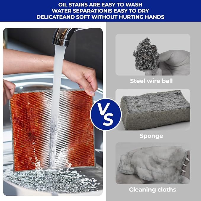 Wangjinpeng 12PK Non-Scratch Steel Wool Dishcloths 9.84X9.84 in - Image 7