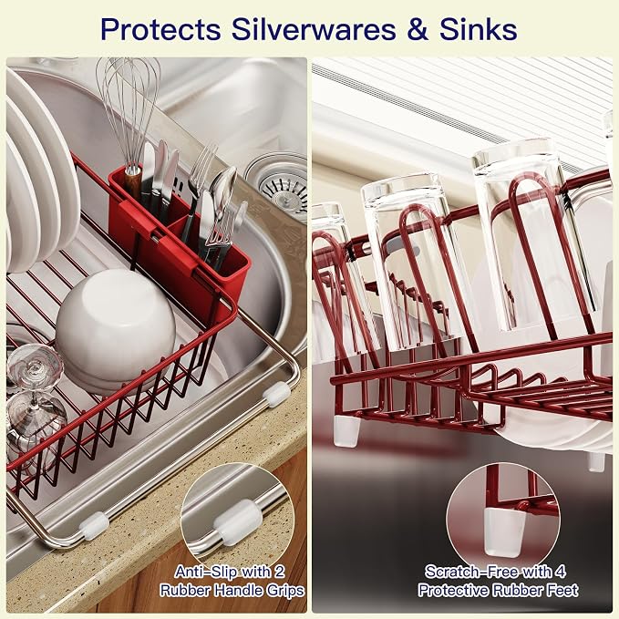 Red Dish Drying Rack Over The Sink - Image 5
