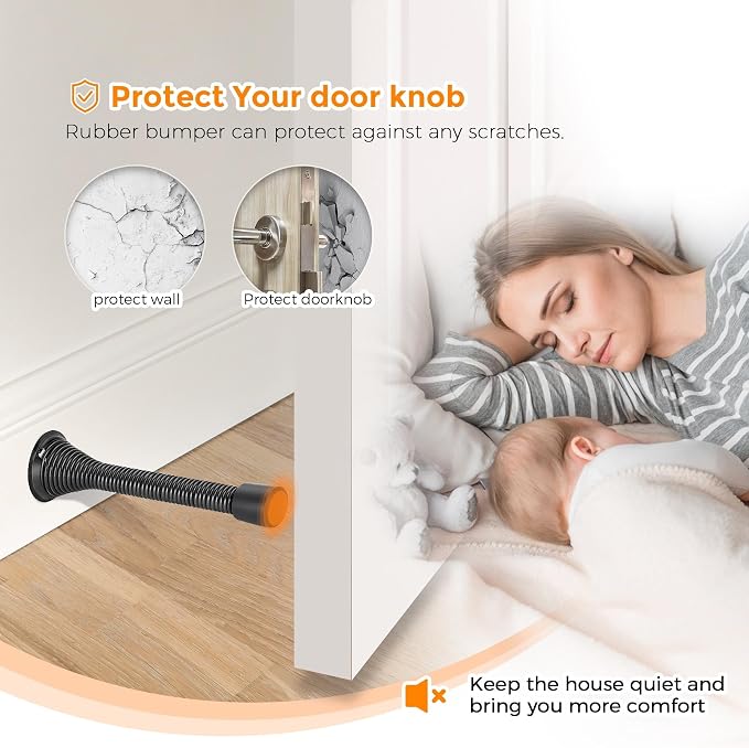 Ravinte Door Stoppers, 18 Pack Black Spring Door Stops - Image 6