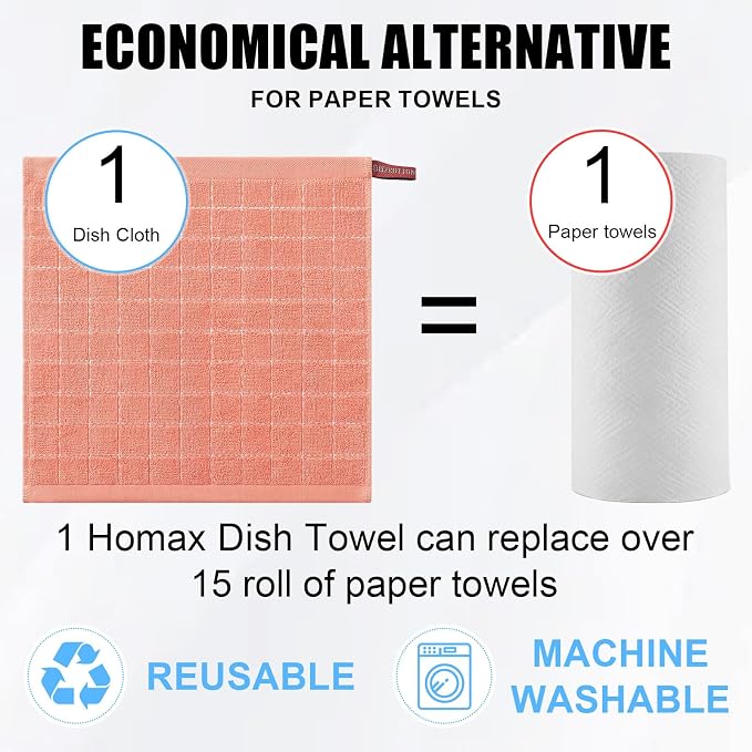 Homaxy 100% Cotton Terry Kitchen Dish Cloths, 6 Pack - Image 7