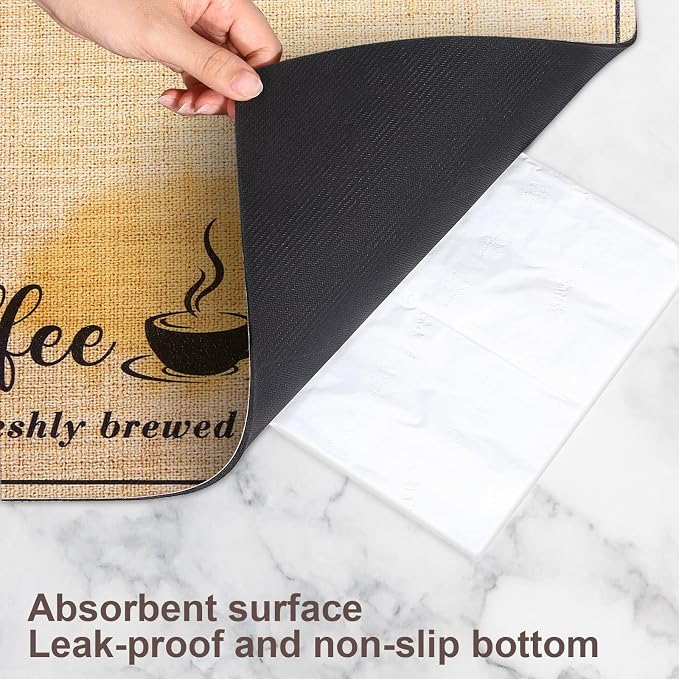 CooRug Fashion Coffee Mat, Dish Drying Mat 12" x 20" Beige | Hide Stain - Image 8