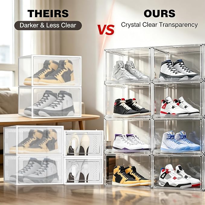 Clear High-Top Sneaker Storage Box, Acrylic Shoe Organizer 1 Pack - Image 4