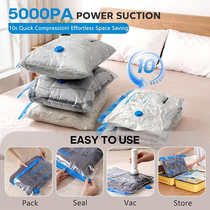 Blue Vacuum Storage Bags for Travel - Image 3