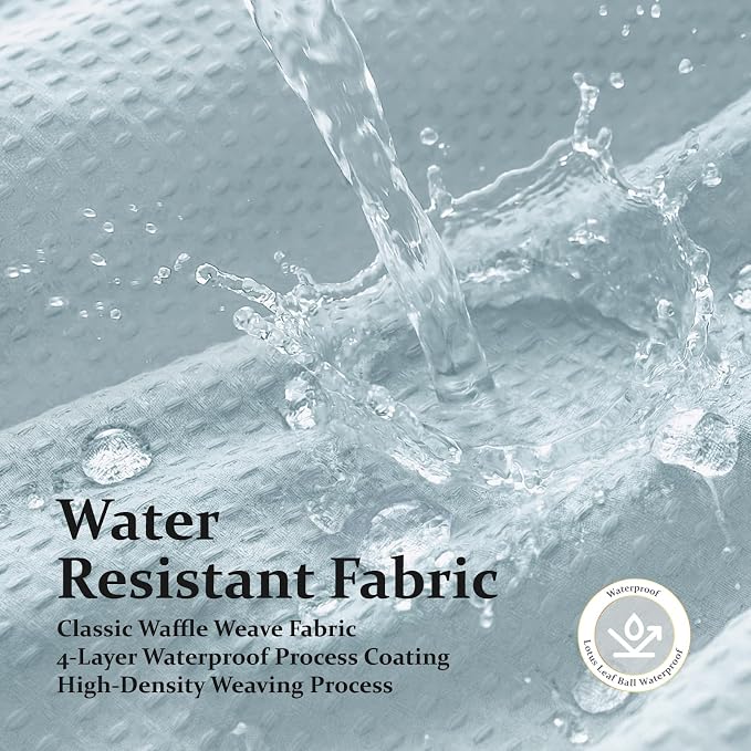 Dynamene Long Waffle Shower Curtain 256 GSM Heavy Fabric 72x80 Fog Blue - Image 8