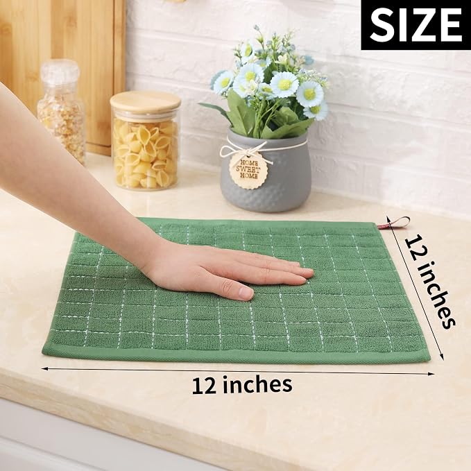 Homaxy 100% Cotton Terry Kitchen Dish Cloths, 18 Pack, Grass Green - Image 5