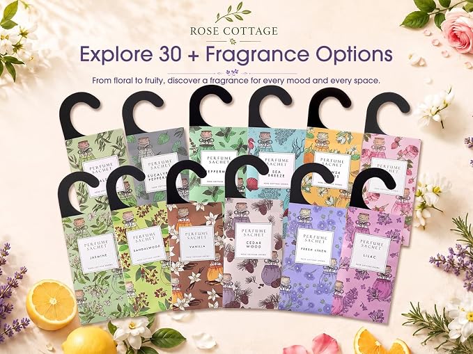 Large 12 Packs White Gardenia Hanging Scented Sachets Long-Lasting Closet - Image 7