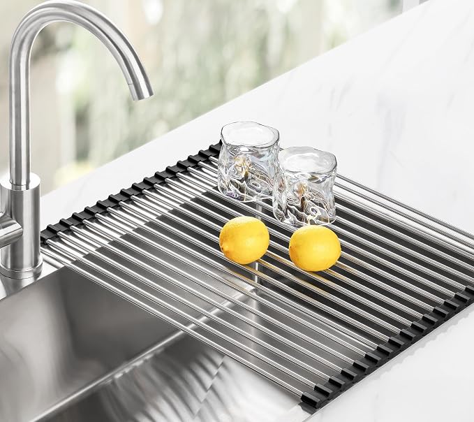Tomorotec Roll Up Dish Drying Rack Over Sink, 304 Steel, Heat-Resistant Trivet - Image 8