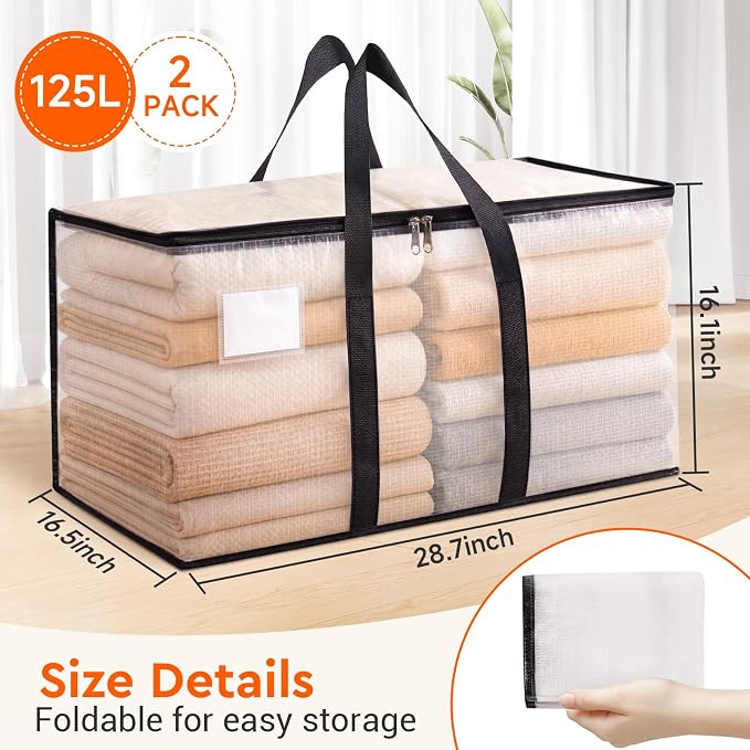 BlissTotes Moving Bags, 125L 2-Pack Storage Bags, Moving Boxes | Moving Box - Image 2