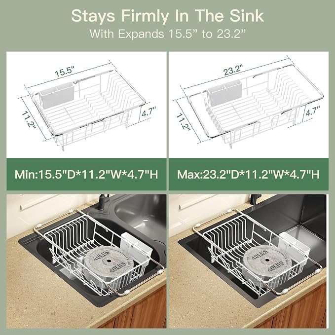 White Dish Drying Rack Over Sink - Image 3