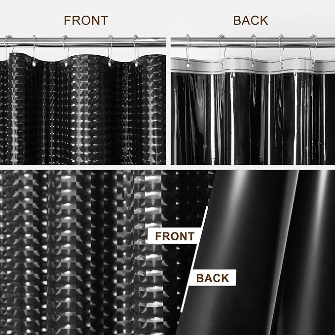 Barossa Design Black Shower Curtain Liner 72" x 72" - Image 2