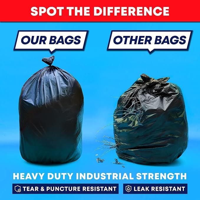Veska Contractor Garbage Bags 55 Gallon 3 MIL Heavy Duty Contractor Trash Bags - Image 2