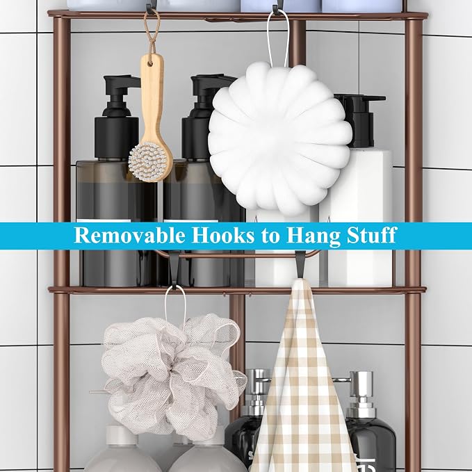 HuggieGems Metal Floor Standing Corner Shower Caddy, 3 Tier - Image 4