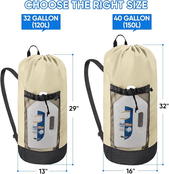 BALEINE 120L Laundry Bag Backpack, 900D Oxford Fabric Large Travel Laundry Bags - Image 2