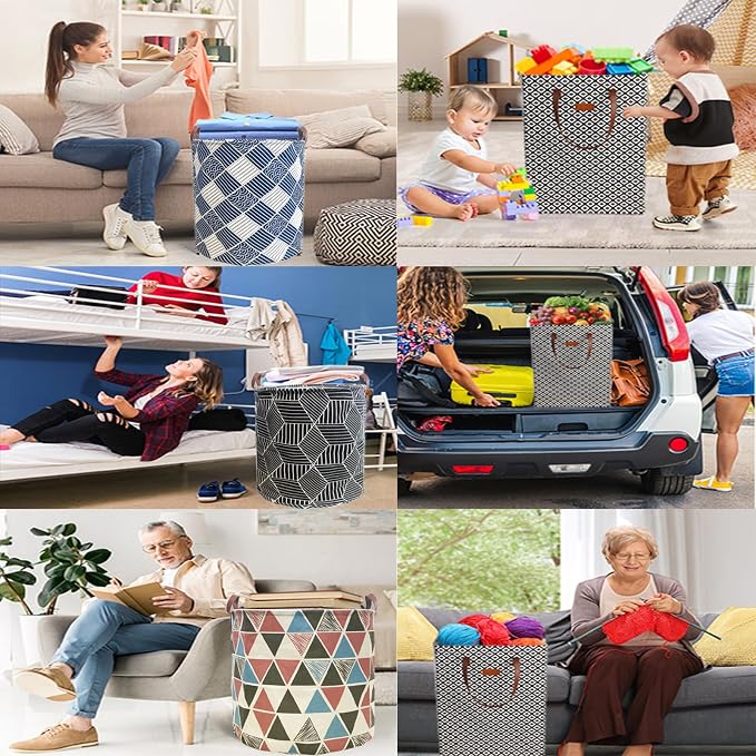 Waterproof Laundry Hamper Collapsible Laundry Basket Leather Handle Laundry Bag - Image 7