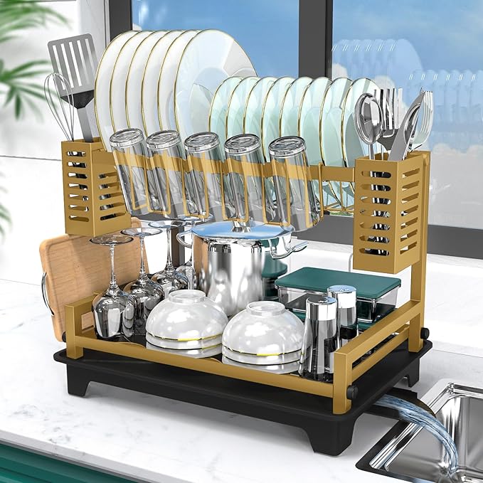 Dish Drying Rack, Rust-Proof 2 Tier Dish Racks by B-Land