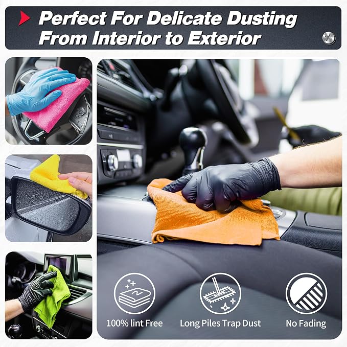 FIXSMITH Microfiber Cleaning Cloth, 200 Pack Shop Towels, Lint-Free Car Wash - Image 3