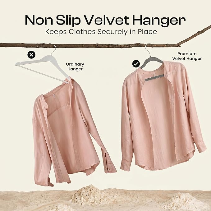 Utopia Home Velvet Hangers, 50 Pack | Luxury Non-Slip Slim Pant & Coat Hangers - Image 6