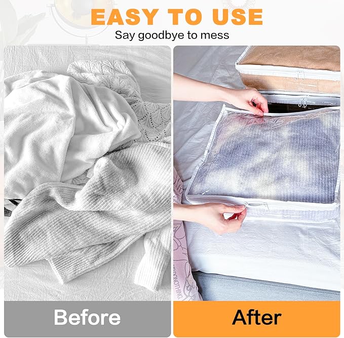 Clear Zippered Plastic Clothes Storage Bags, 6 Pack, Size: 10.5 x 10.5 x 2.5 - Image 5