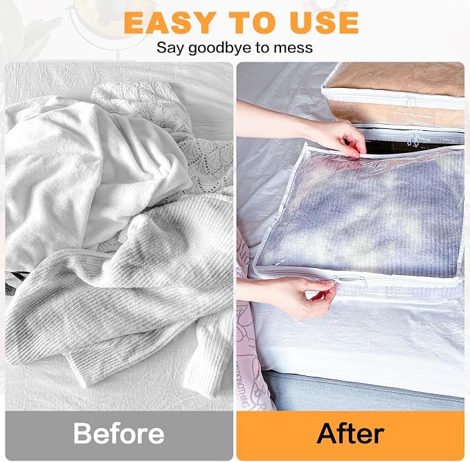 Clear Zippered Plastic Clothes Storage Bags, 6 Pack, Size: 12 x 12 x 12 Inch - Image 5