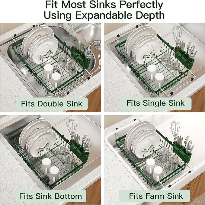 Green Dish Drying Rack Over The Sink - Image 5