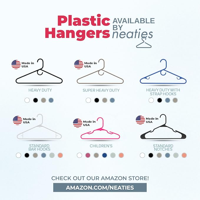 Plastic Hangers 50 Pack – Made in The USA – 6lb Capacity Standard Clothes - Image 7